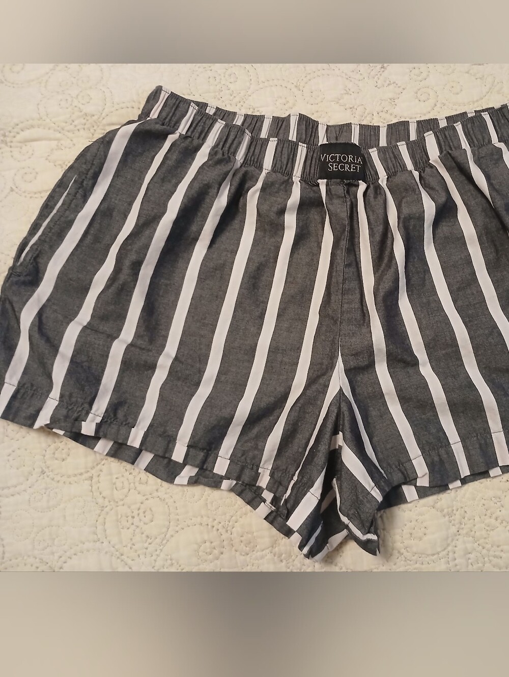 Victoria's Secret Gray & White Striped Lounge Shorts Size S